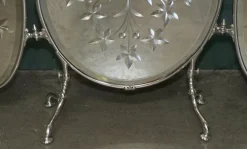 Antiker versilberter italienischer Art Deco Kaminschirm aus geschliffenem Glas von Aeg, 1920