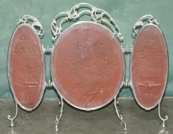 Antiker versilberter italienischer Art Deco Kaminschirm aus geschliffenem Glas von Aeg, 1920