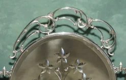 Antiker versilberter italienischer Art Deco Kaminschirm aus geschliffenem Glas von Aeg, 1920