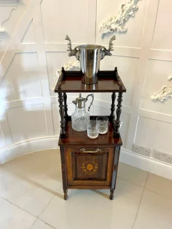 Antiker viktorianischer Kohlekasten aus Palisander mit Intarsien, 1880er
