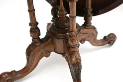 Antiker viktorianischer Loo Tisch aus Walnuss-Wurzelholz mit Intarsien, 1860