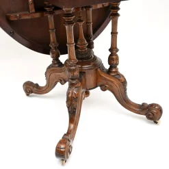 Antiker viktorianischer Loo Tisch aus Walnuss-Wurzelholz mit Intarsien, 1860