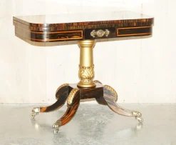 Antiker William IV Coromandel Kartentisch, 1830