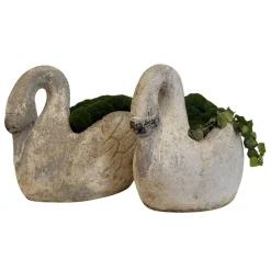 Antike Schwanene Pflanzgefäße aus Beton, 1920er, 2er Set