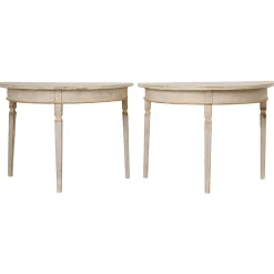 Antike schwedische neoklassizistische Halbrunde Tische, 2er Set