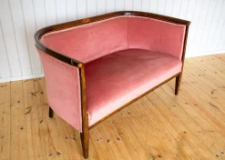 Antikes edwardianisches Jugendstil 2-Sitzer Sofa aus Mahagoni, 1910er