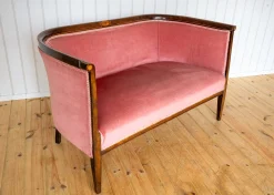 Antikes edwardianisches Jugendstil 2-Sitzer Sofa aus Mahagoni, 1910er