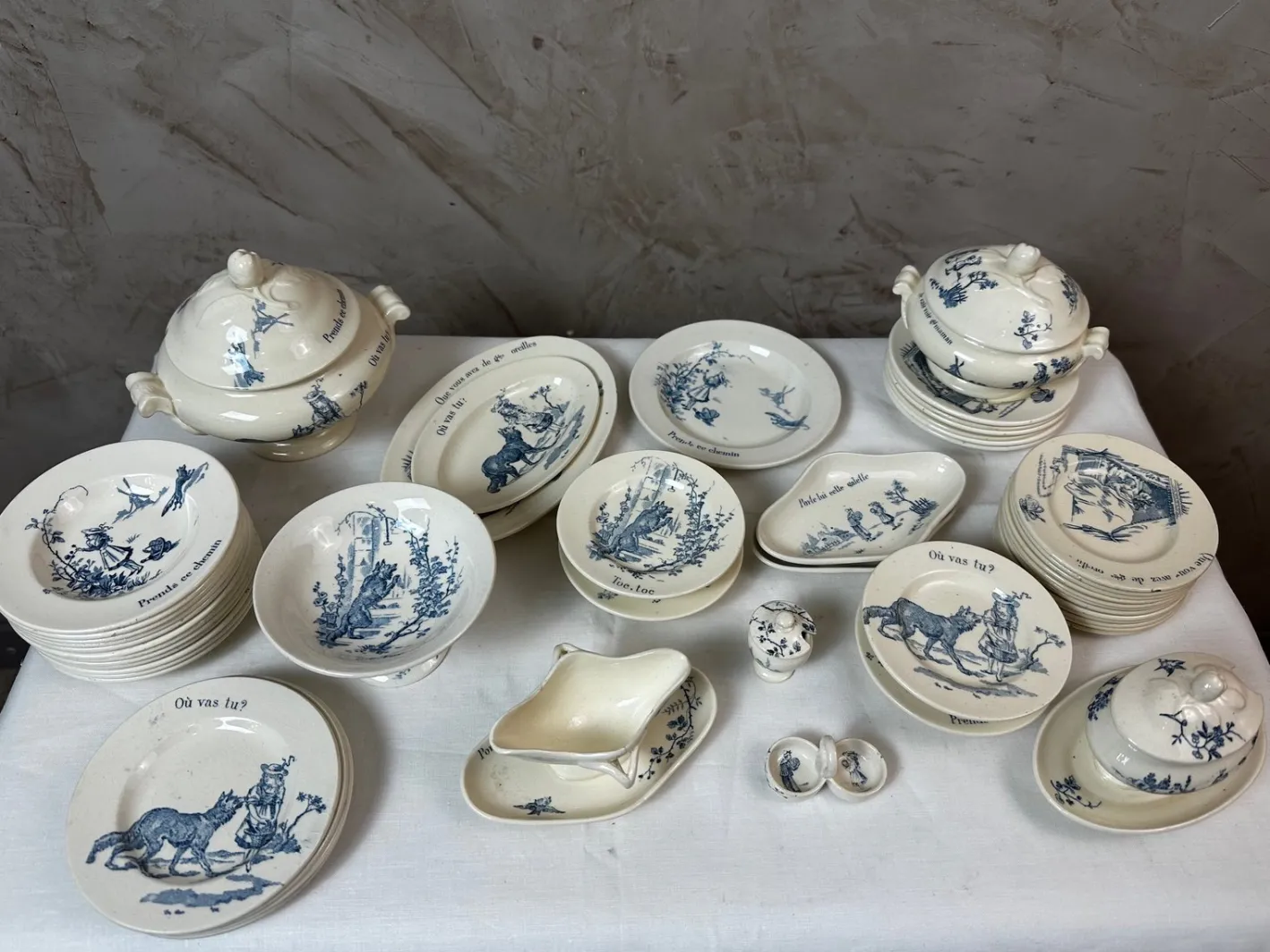 Antikes Esszimmer Set von Gien, 1900, 50er Set