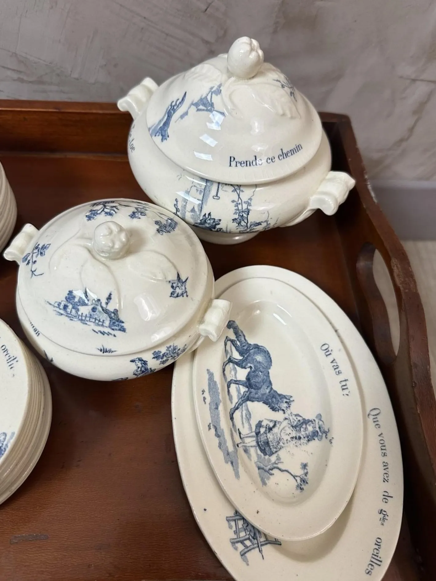 Antikes Esszimmer Set von Gien, 1900, 50er Set