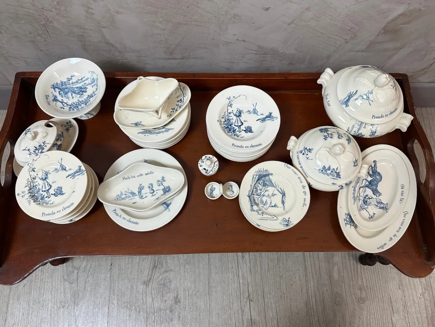 Antikes Esszimmer Set von Gien, 1900, 50er Set