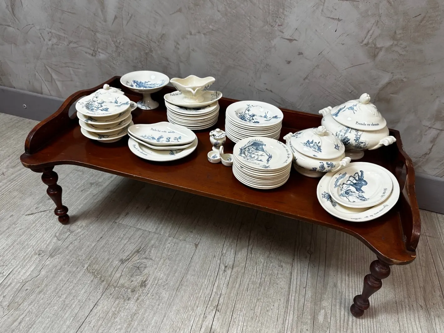 Antikes Esszimmer Set von Gien, 1900, 50er Set