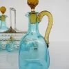 Antikes Französisches Cabaret Likörservice aus Handgeblasenem Glas von LeGras, 1890er