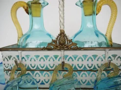 Antikes Französisches Cabaret Likörservice aus Handgeblasenem Glas von LeGras, 1890er