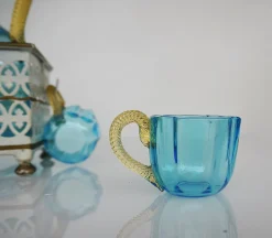 Antikes Französisches Cabaret Likörservice aus Handgeblasenem Glas von LeGras, 1890er