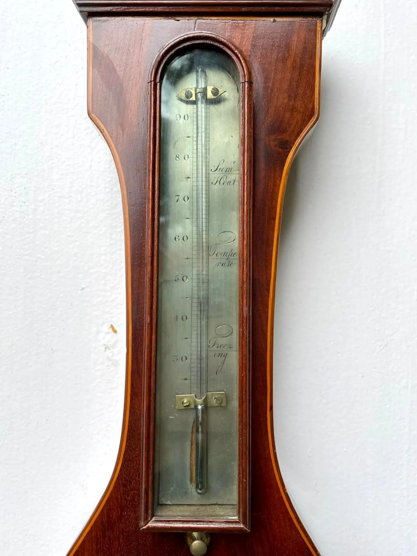 Antikes George III Banjo Barometer aus Mahagoni & Buchsbaum Intarsien, 1790