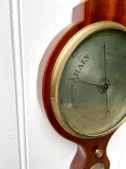 Antikes George III Banjo Barometer aus Mahagoni & Buchsbaum Intarsien, 1790
