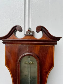 Antikes George III Banjo Barometer aus Mahagoni & Buchsbaum Intarsien, 1790