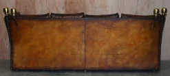Antikes handgefärbtes braunes 4-Sitzer Ledersofa von Knoll