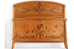 Antikes Jugendstil Bett mit Intarsien, 1890er