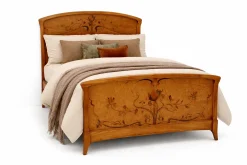 Antikes Jugendstil Bett mit Intarsien, 1890er