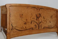 Antikes Jugendstil Bett mit Intarsien, 1890er