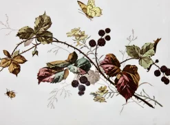 Antikes Jugendstil Tablett mit Fliesenplatte und Blumendekoration, 1905er