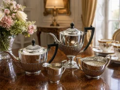 Antikes versilbertes edwardianisches Tee- & Kaffeeservice, 1900, 4er Set