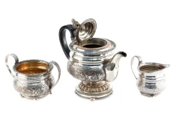 Antikes verziertes versilbertes Teeservice, 1890er, 3 . Set