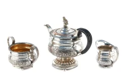 Antikes verziertes versilbertes Teeservice, 1890er, 3 . Set