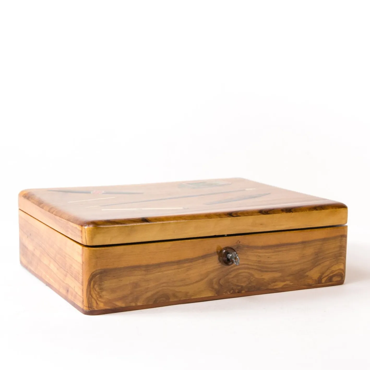Antike Tabakbox aus Holz, 1910er