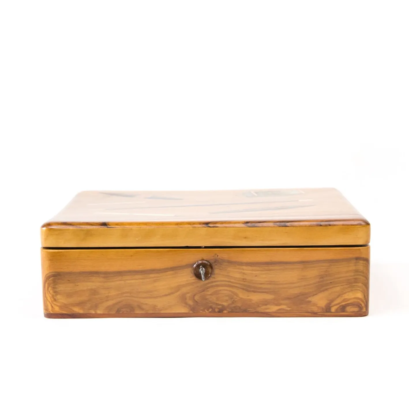 Antike Tabakbox aus Holz, 1910er