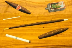 Antike Tabakbox aus Holz, 1910er