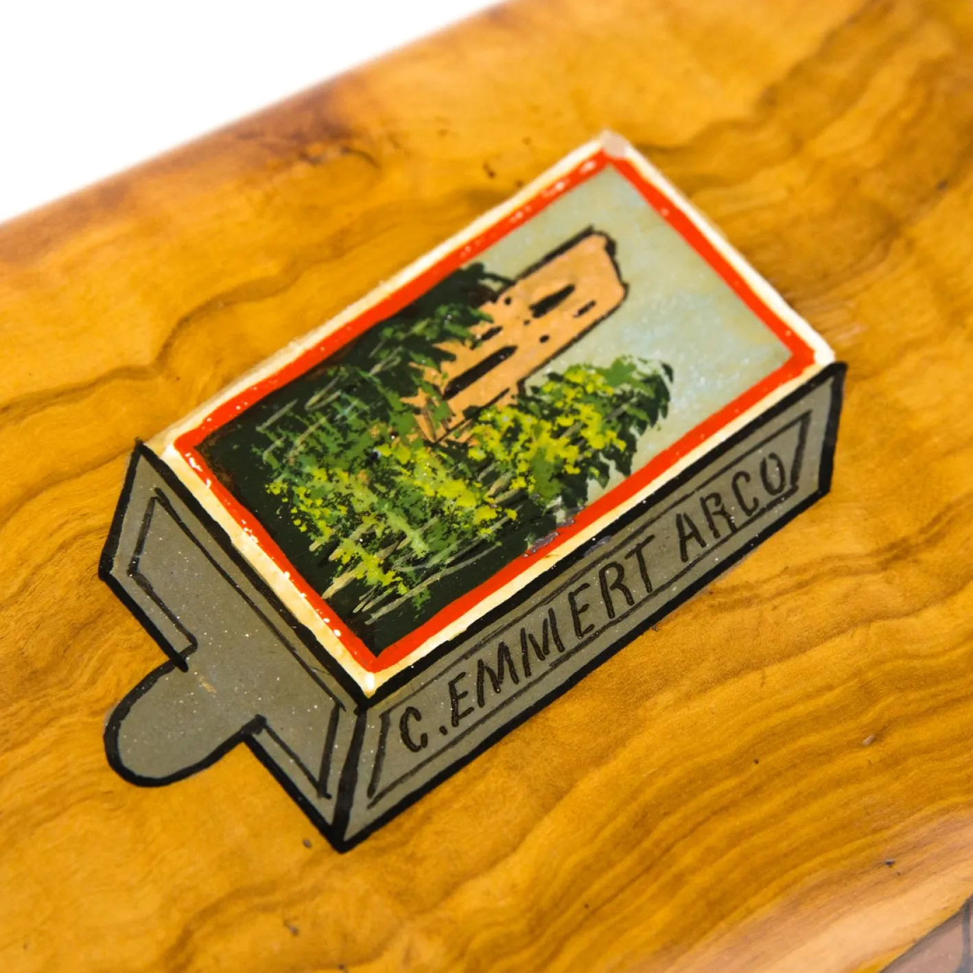Antike Tabakbox aus Holz, 1910er