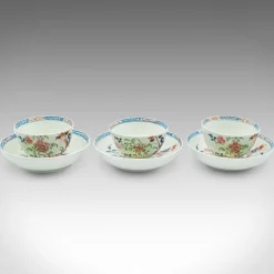 Antike Teetassen & Untertassen aus Chinesischer Keramik, 1890er, 6 . Set