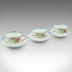Antike Teetassen & Untertassen aus Chinesischer Keramik, 1890er, 6 . Set