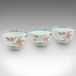 Antike Teetassen & Untertassen aus Chinesischer Keramik, 1890er, 6 . Set