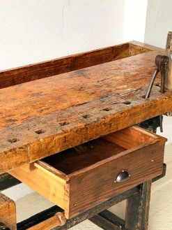 Antike Tischler Werkbank aus Holz, 1890er