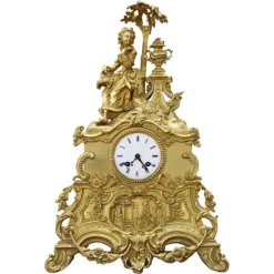 Antike Tischuhr aus Vergoldeter Bronze, 19. Jahrhundert