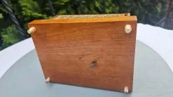 Antike Uhrwerk Zigarettenschachtel aus Holz mit Intarsien, 1950er