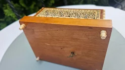 Antike Uhrwerk Zigarettenschachtel aus Holz mit Intarsien, 1950er