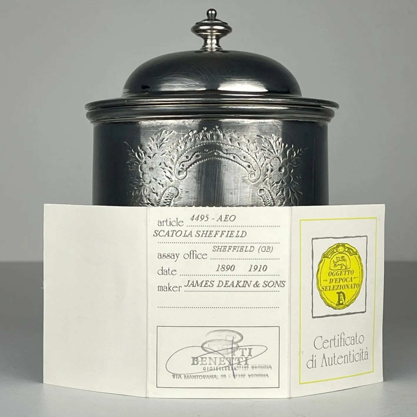 Antike versilberte Keksdose von James Deakin & Sons, 1890er