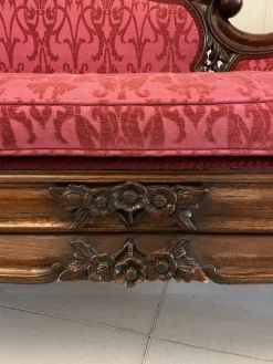 Antike viktorianische Chaiselongue aus geschnitztem Mahagoni, 1860