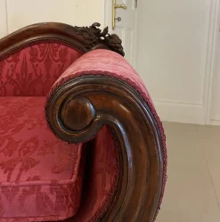 Antike viktorianische Chaiselongue aus geschnitztem Mahagoni, 1860