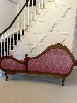 Antike viktorianische Chaiselongue aus geschnitztem Mahagoni, 1860