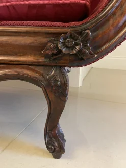 Antike viktorianische Chaiselongue aus geschnitztem Mahagoni, 1860