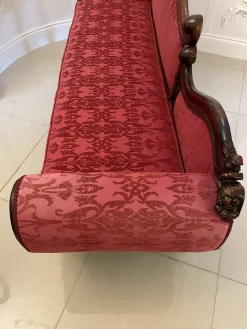 Antike viktorianische Chaiselongue aus geschnitztem Mahagoni, 1860