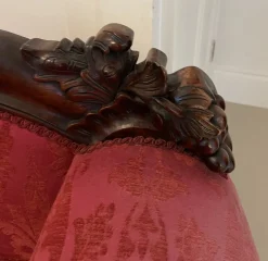 Antike viktorianische Chaiselongue aus geschnitztem Mahagoni, 1860