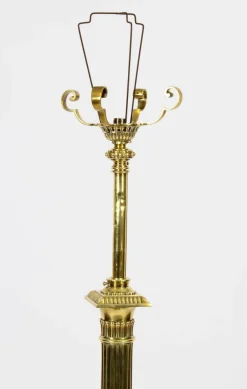 Antike viktorianische korinthische Säulen-Teleskop-Stehlampe aus Messing, 1890er