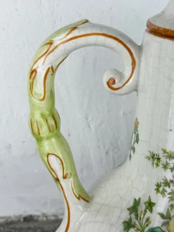Antike zoomorphe italienische Majolica Kaffeekanne im Stil von Pasquale Rubati, frühes 20. Jh