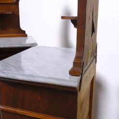 Antique Bedside Tables with Marble Backsplashes and Bases, Late 19th Century, Set of 2